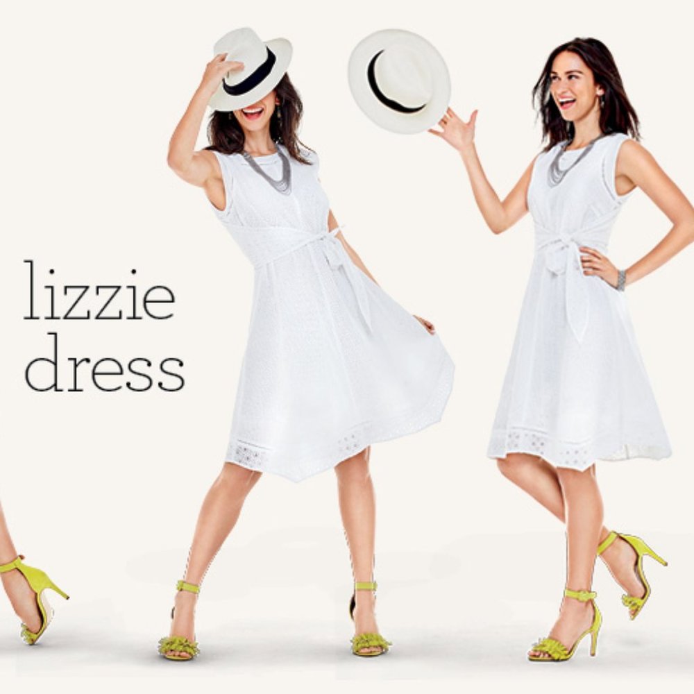 CABI white eyelet Lizzie Dress, #5106, size 8